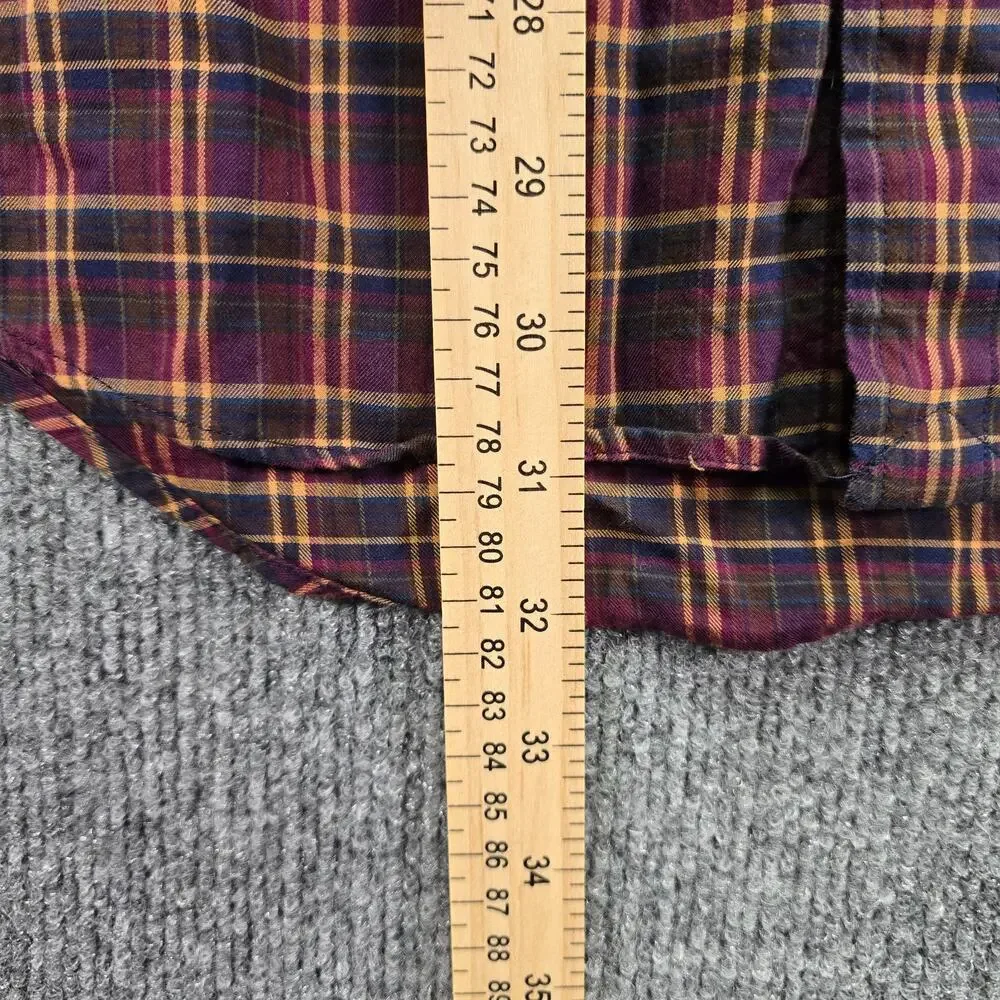 Polo Ralph Lauren Shirt Mens Large Burgundy Yellow Plaid Pony Long Sleeve Casual